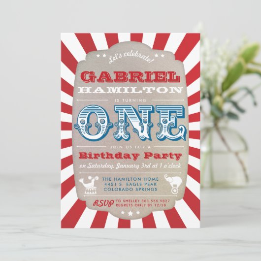 レッドファースト誕生日ヴィンテージ回路カーニバル 招待状 (スタンド正面)