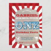 レッドファースト誕生日ヴィンテージ回路カーニバル 招待状 (正面/裏面)
