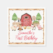 レッドファームアニマルバースデーパーティー スタンダードカクテルナプキン (正面)