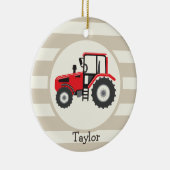レッドファームトラクターオンタンストライプズ セラミックオーナメント (右)