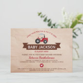 レッドファームトラクターベビーシャワー招待状 招待状 (スタンド正面)