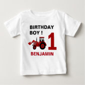 レッドファームトラクター1st誕生日パーティー ベビーTシャツ (正面)