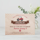 レッドファームトラクタ誕生日パーティーの招待 招待状 (スタンド正面)