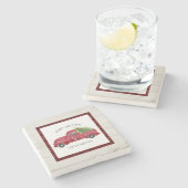 レッドファームトラックメリークリスマスウッド素朴ツリー ストーンコースター (横)