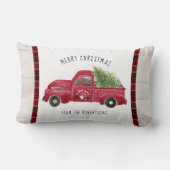 レッドファームトラック素朴ウッドメリークリスマスツリー ランバークッション (裏面)