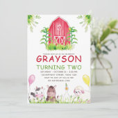 レッドファームハウスアニマルズウォーター誕生日 招待状 (スタンド正面)