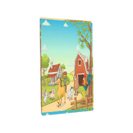 レッドファームハウスバーンドファーミヤードアニマルズ メタルプリント