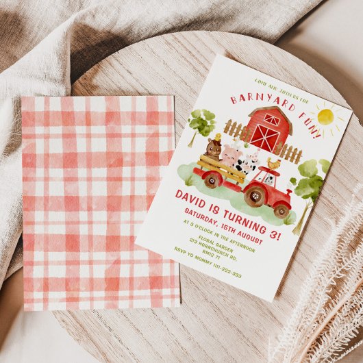 レッドファーム動物3rd誕生日パーティの招待状 招待状