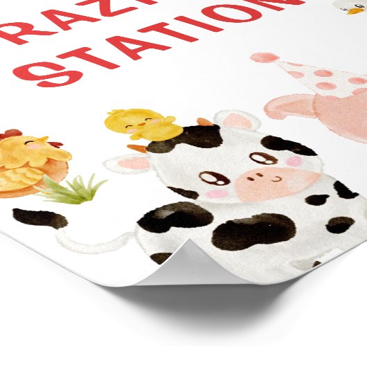 レッドファーム納屋周囲の庭放牧局の誕生日 ポスター (角)