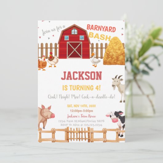 レッドファーム誕生日招待状 招待状 (スタンド正面)