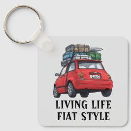 レッドフィアット車 キーホルダー
