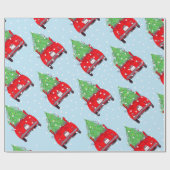 レッドフィアット500クリスマスツリーの水色 ラッピングペーパー (フラット)