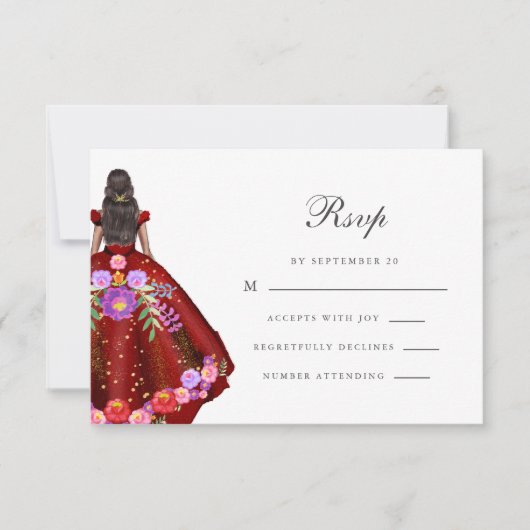 レッドフィカラフルエスタフローラ書道キンセアニェラ 出欠カード (正面)