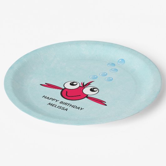 レッドフィッシュと大きな目の漫画イラストレーション紙 ペーパープレート (アングル)