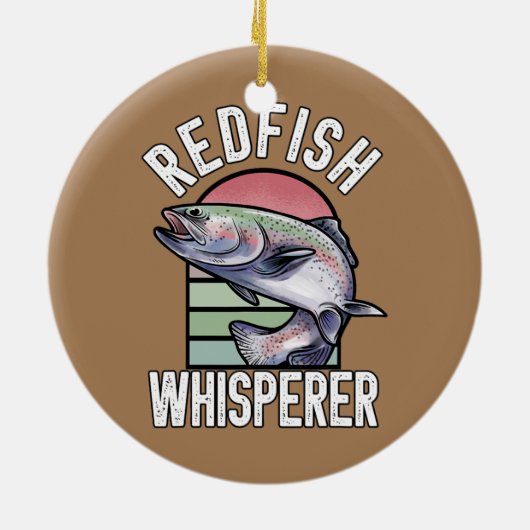 レッドフィッシュウィスパーラーフィッシャーマンフィッシュ魚釣り セラミックオーナメント (裏面)
