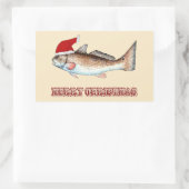 レッドフィッシュサンタメリークリスマスオンオフホワイト 長方形シール (バッグ)