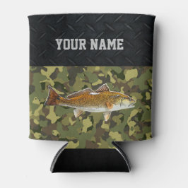 レッドフィッシュドラム魚釣り名堅牢迷彩柄 缶クーラー