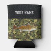 レッドフィッシュドラム魚釣り名堅牢迷彩柄 缶クーラー (裏面)