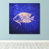 レッドフィッシュマリンシー海ライフピンクローズ金ゴールド1 キャンバスプリント (インサイチュ (ウッドフロア))