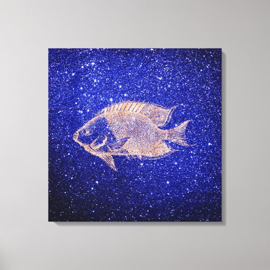 レッドフィッシュマリンシー海ライフピンクローズ金ゴールド1 キャンバスプリント (正面)