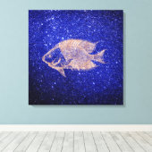 レッドフィッシュマリンシー海ライフピンクローズ金ゴールド1 キャンバスプリント (インサイチュ (ウッドフロア))