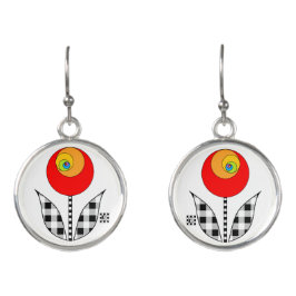 レッドフィボナッチフラワーイヤリング イヤリング