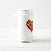 レッドフィリグリーハートスタイン ビールジョッキ (正面左)