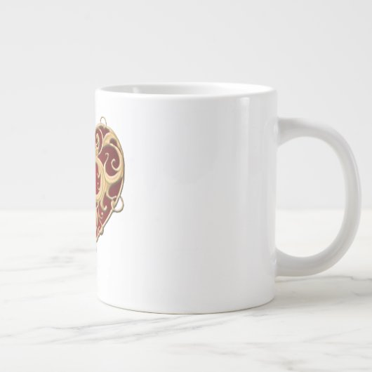 レッドフィリグリーハートマグ ジャンボコーヒーマグカップ (右)