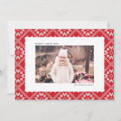 レッドフェアアイルウィンターニットパターンフォトクリスマス シーズンカード (正面)