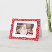 レッドフェアアイルウィンターニットパターンフォトクリスマス シーズンカード (正面)