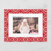 レッドフェアアイルウィンターニットパターンフォトクリスマス シーズンポストカード (正面)