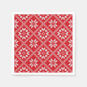 レッドフェアアイルセーター編みパターンクリスマス スタンダードカクテルナプキン (正面)