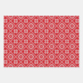 レッドフェアアイルセーター編みパターンクリスマス ラッピングペーパーシート (正面)