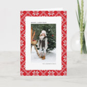 レッドフェアアイルニットパターンフォトクリスマス シーズンカード (正面)