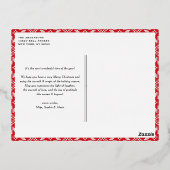 レッドフェアアイルニットパターンフォトクリスマス 箔シーズンポストカード (裏面)