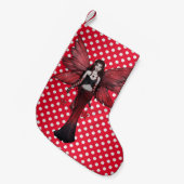 レッドフェアリーオン水玉模様クリスマスストッキング スモールクリスマスストッキング (正面 (吊り時))