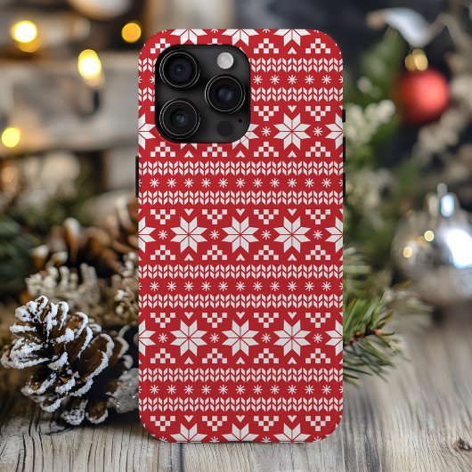 レッドフェア島クリスマスセーターパターン Case-Mate iPhoneケース