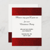 レッドフェイクグリッタークリスマスパーティー 招待状 (正面/裏面)