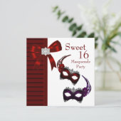 レッドフェザーマスクスウィート16マスカレードパーティー 招待状 (スタンド正面)