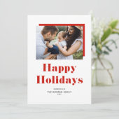 レッドフェスティバルはっきりしたタイポグラフィハッピーホリデーズフォト シーズンカード (スタンド正面)