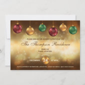 レッドフェスティバルクリスマスバウブルクリスマスパーティーインヴィ 招待状 (裏面)