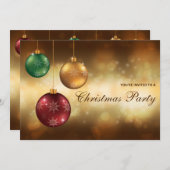 レッドフェスティバルクリスマスバウブルクリスマスパーティーインヴィ 招待状 (正面/裏面)