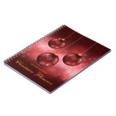 レッドフェスティバルクリスマスボーブルズカスタム文字 ノートブック (左側)