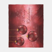 レッドフェスティバルクリスマスボーブルズカスタム文字 フリースブランケット (正面)