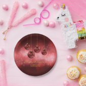 レッドフェスティバルクリスマスボーブルズカスタム文字 ペーパープレート (パーティー)