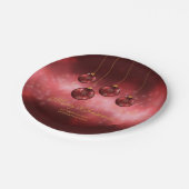 レッドフェスティバルクリスマスボーブルズカスタム文字 ペーパープレート (アングル)