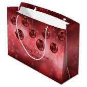 レッドフェスティバルクリスマスボーブルズカスタム文字 ラージペーパーバッグ (裏面アングル)