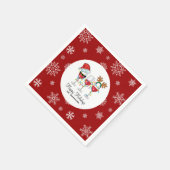 レッドフェスティバルクリスマスワインズグラスイラストレーション スタンダードカクテルナプキン (角)