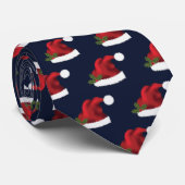 レッドフェスティバルサンタハットオンブルーパターン ネクタイ (ロール)