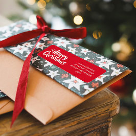 レッドフェスティバルスクリプトフォントシンプルメリークリスマス ラベル